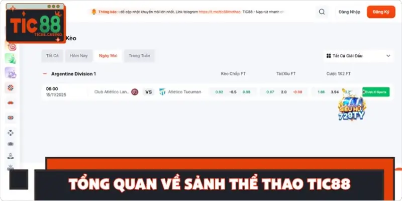 Tổng quan vài nét về sảnh thể thao TIC88