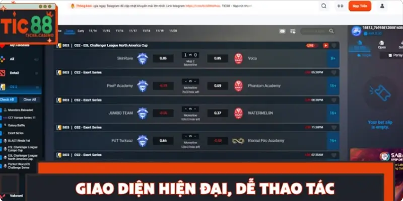 Ưu điểm nổi bật của sảnh game Esports tại nền tảng TIC88